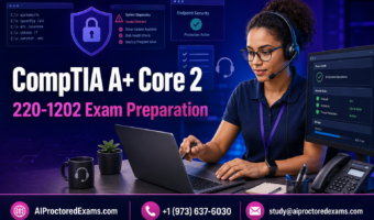 CompTIA A+ Core 2 220-1202 exam preparation with an IT technician troubleshooting operating-system and security issues