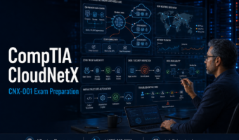 CompTIA CloudNetX CNX-001 exam preparation with a senior network architect designing hybrid-cloud connectivity, BGP routing, Zero Trust security, automation, monitoring and troubleshooting
