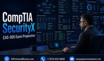 CompTIA SecurityX CAS-005 exam preparation with a senior security architect reviewing enterprise architecture, zero-trust access, identity controls, cryptography, governance, risk, compliance, and security operations