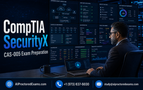 CompTIA SecurityX CAS-005 exam preparation with a senior security architect reviewing enterprise architecture, zero-trust access, identity controls, cryptography, governance, risk, compliance, and security operations
