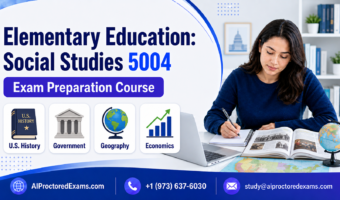 Praxis 5004 Elementary Education Social Studies exam preparation with U.S. history, government, geography, and economics resources
