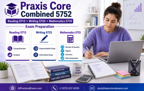 Praxis Core Combined 5752 exam preparation for Reading 5713, Writing 5723 and Mathematics 5733